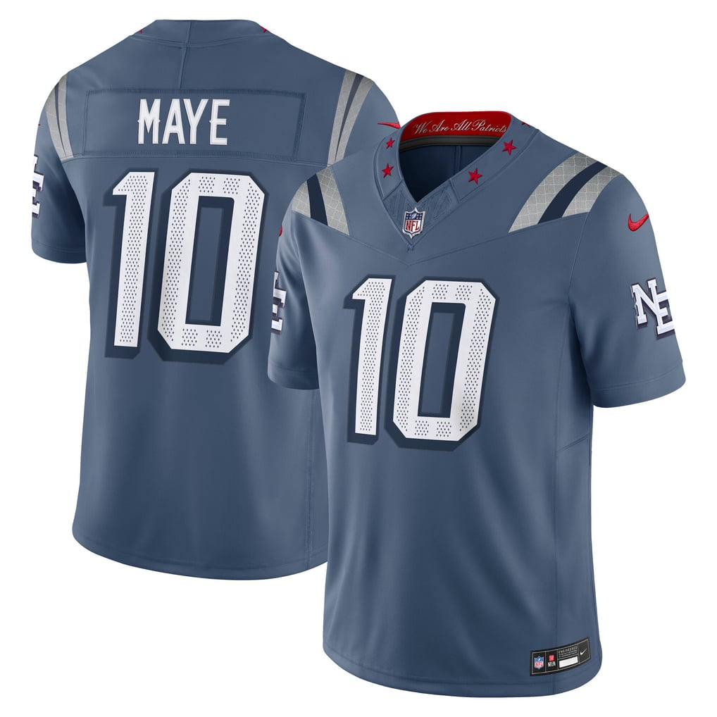 Men's New England Patriots Drake Maye Blue Rivalries Collection Stitched Limited Jersey