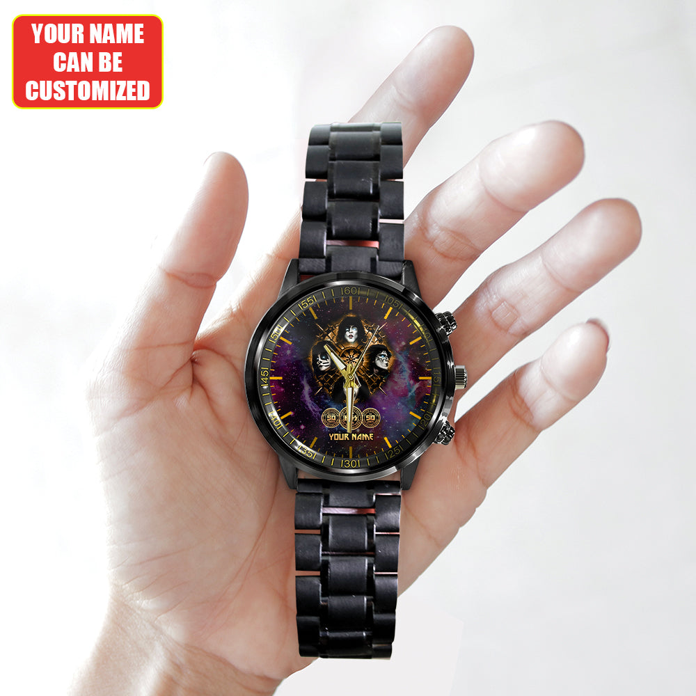 Personalized KISS Black Stainless Steel Watch - HUANNM 4877