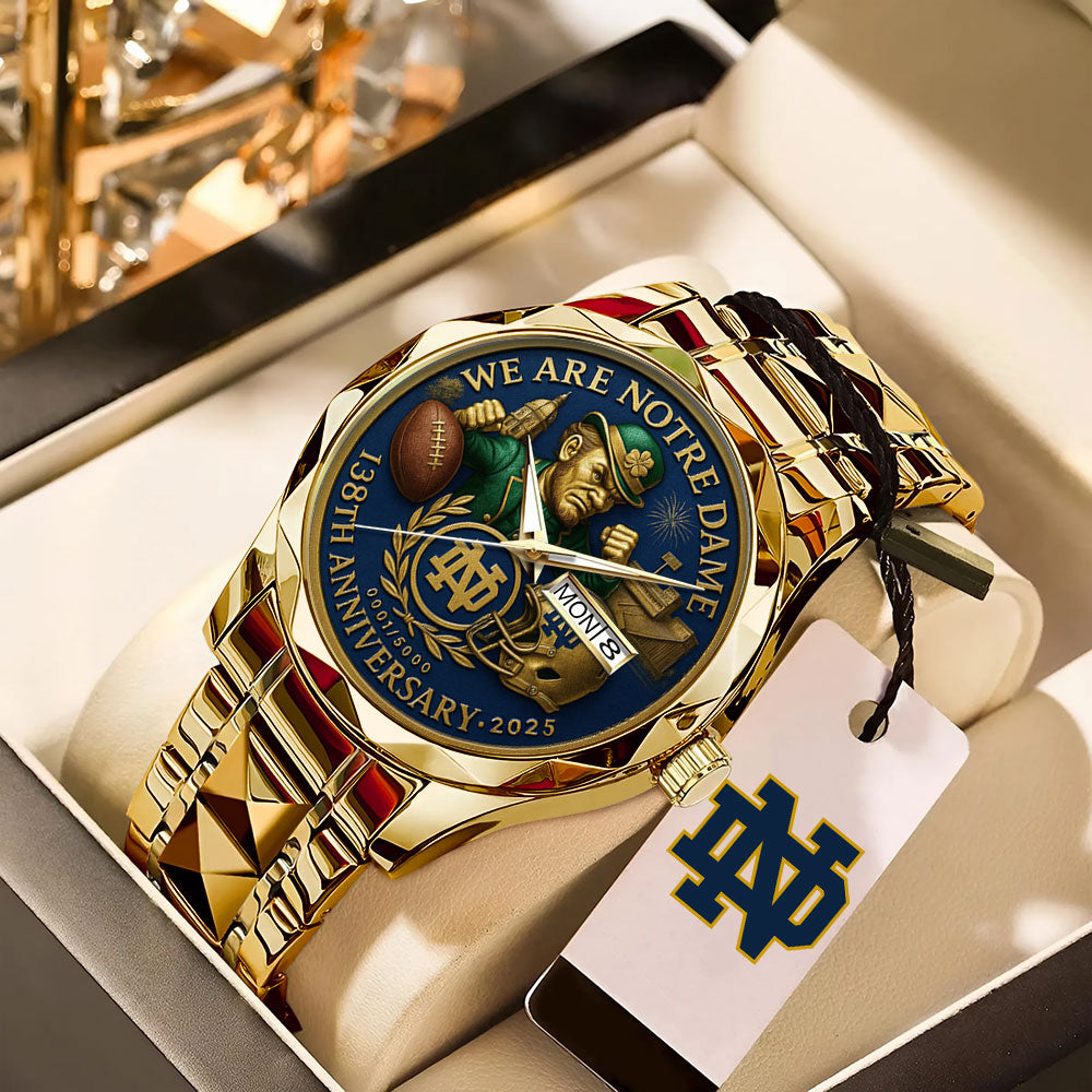 Notre Dame Fighting Irish Football 138th Anniversary Alloy Luxury Quartz Watch - MAITM12912