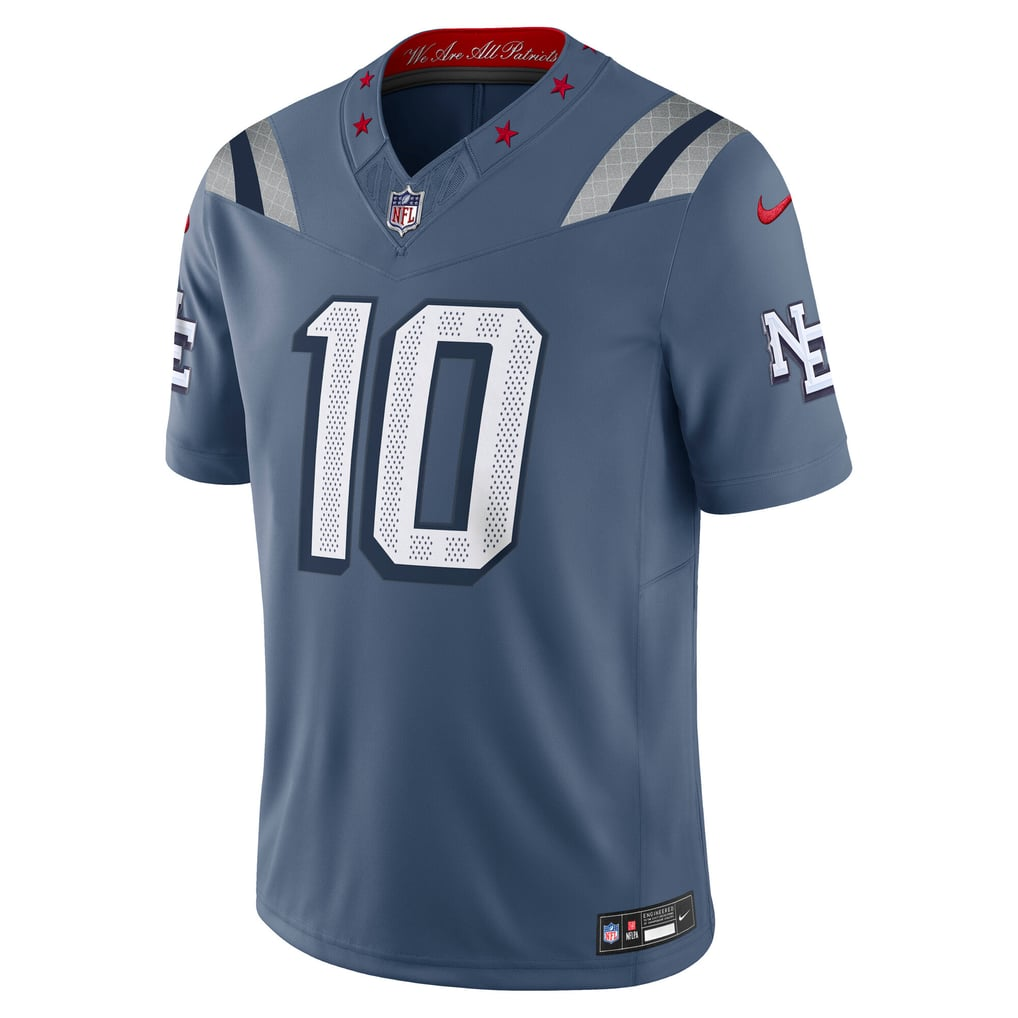 Men's New England Patriots Drake Maye Blue Rivalries Collection Stitched Limited Jersey