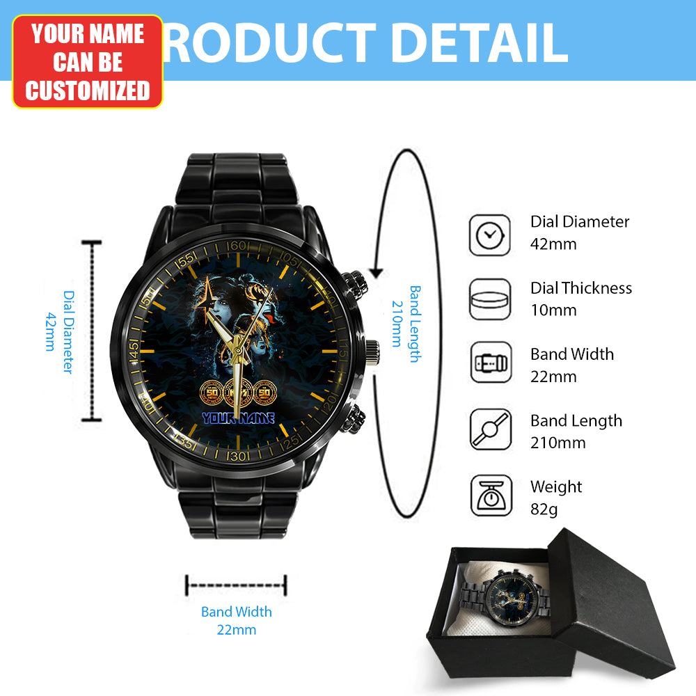 Personalized KISS Black Stainless Steel Watch - HUANNM 4875