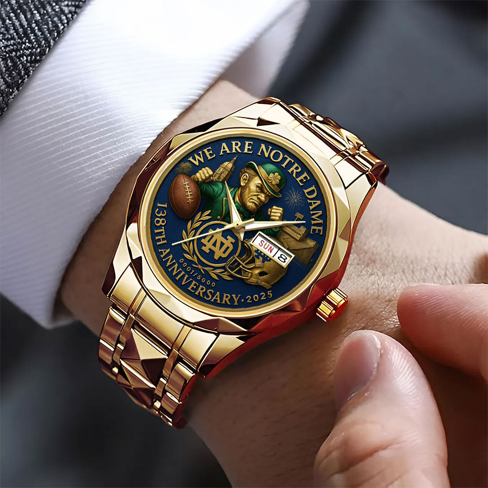 Notre Dame Fighting Irish Football 138th Anniversary Alloy Luxury Quartz Watch - MAITM12912