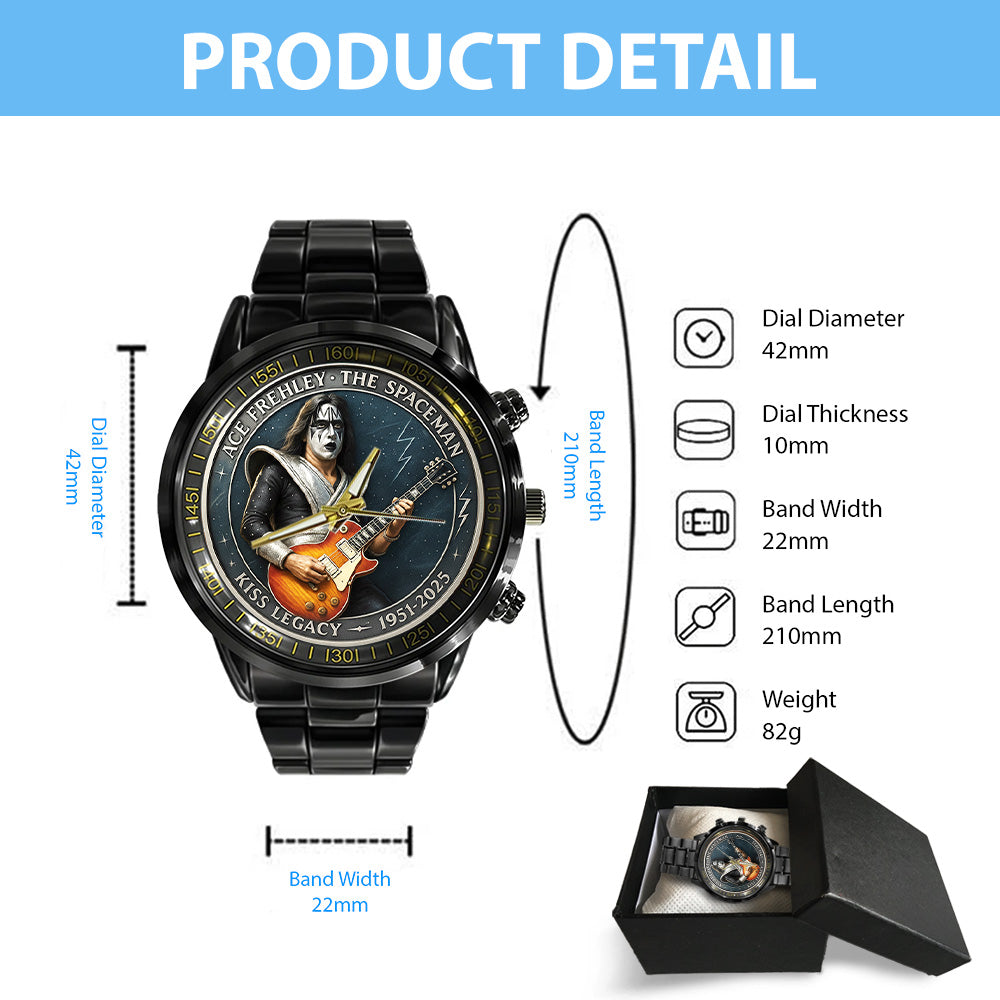 KISS x Ace Frehley Black Stainless Steel Watch - MAITM13468