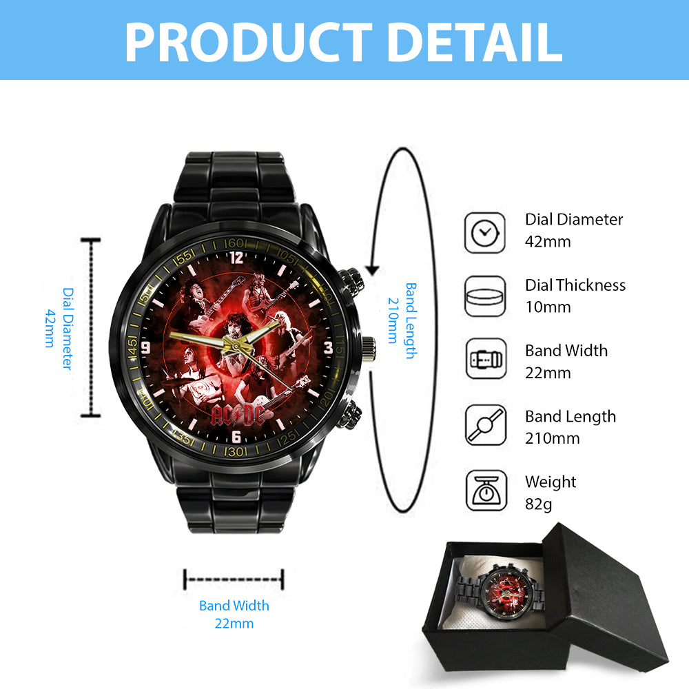 AC/DC Black Stainless Steel Watch - MAITM 7898