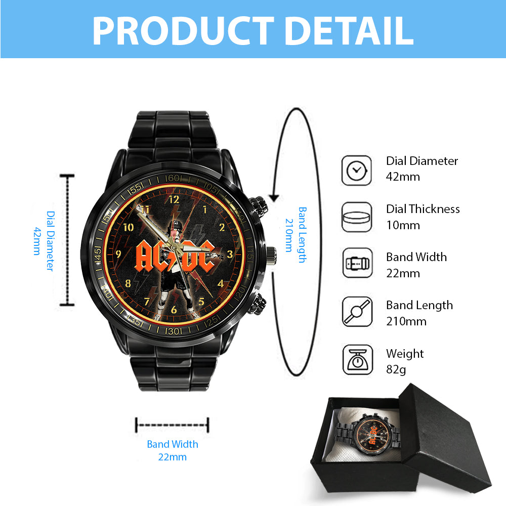 AC/DC Black Stainless Steel Watch - GNE NEW104