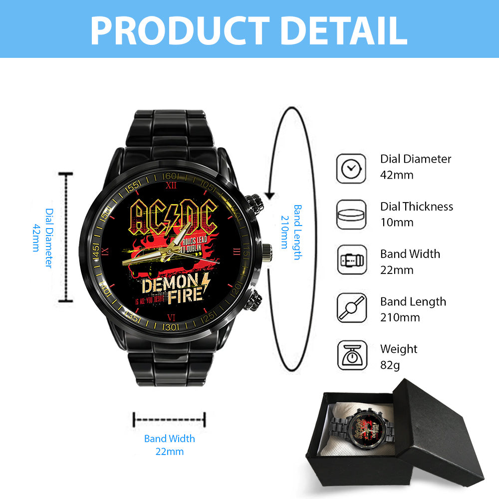 AC/DC Black Stainless Steel Watch - TANTN 8206