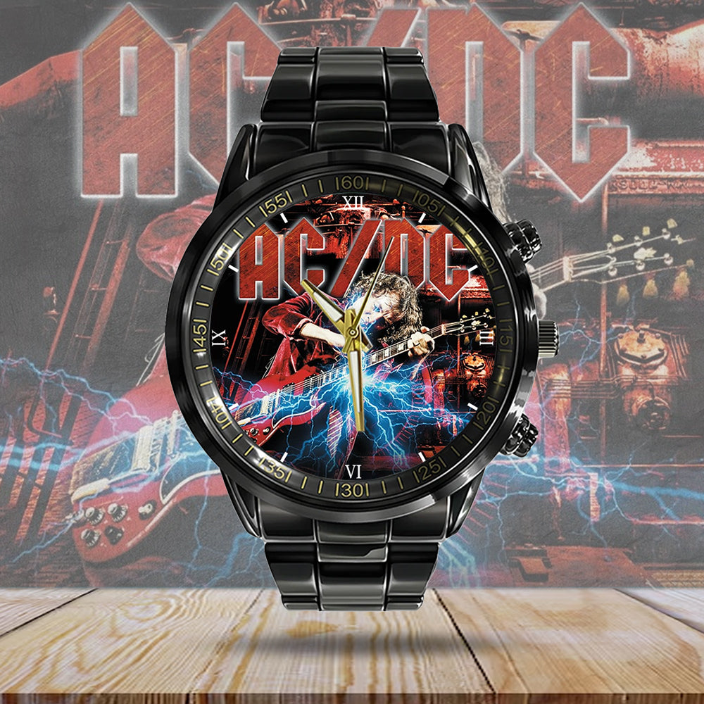 AC/DC x Angus Young Black Stainless Steel Watch - MAITM 7451
