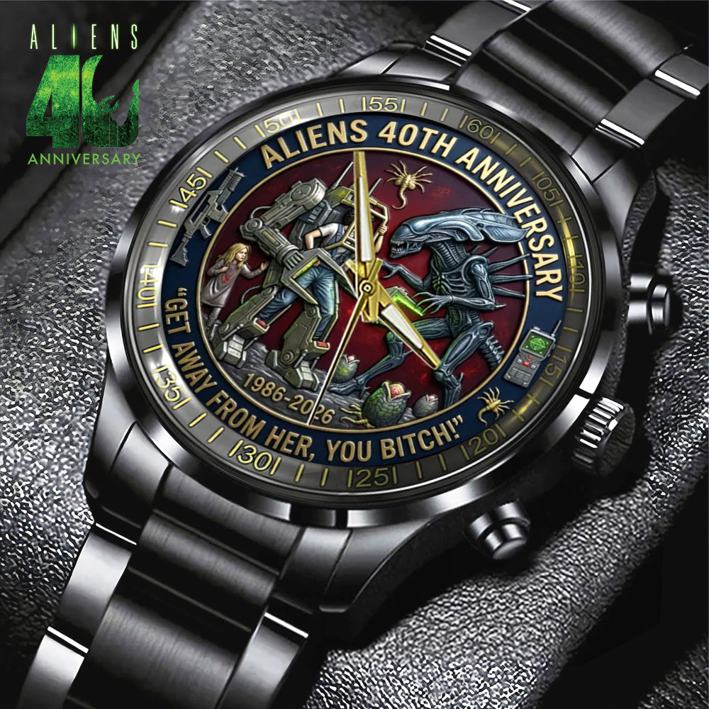 Aliens 40th Anniversary Black Stainless Steel Watch - GNE5325