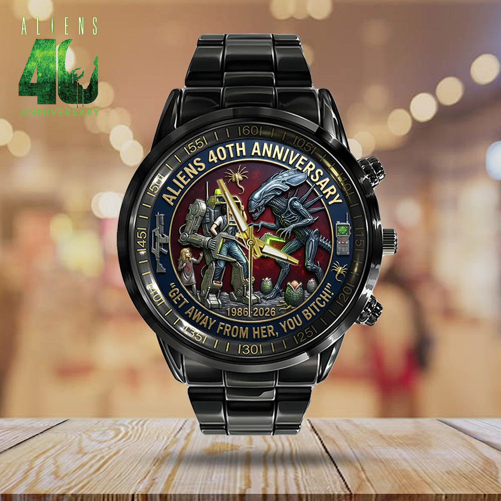 Aliens 40th Anniversary Black Stainless Steel Watch - GNE5325