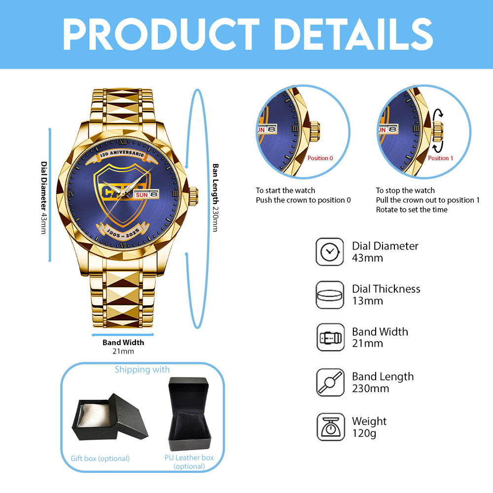 Boca Juniors 120th Anniversary 2025 Alloy Luxury Quartz Watch - GNE4251