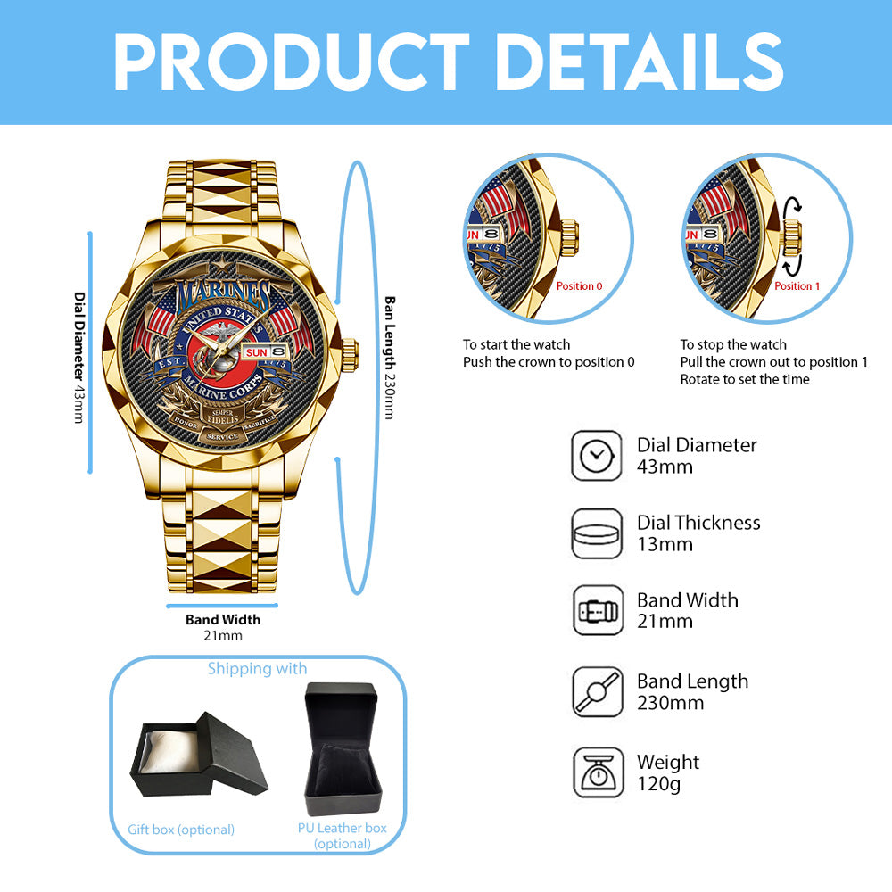 US Marine Corps Alloy Luxury Quartz Watch - TMTHU 107