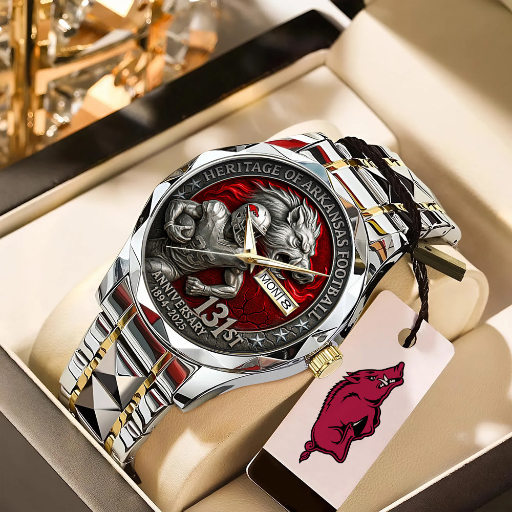 Arkansas Razorbacks Football 131st Anniversary Alloy Luxury Quartz Watch - TANTN18559