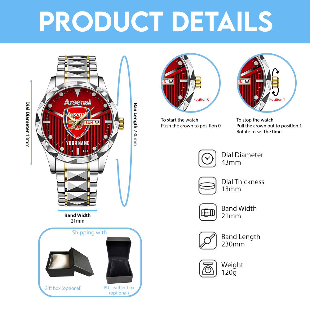 Personalized Arsenal FC Alloy Luxury Quartz Watch - TANTN23600