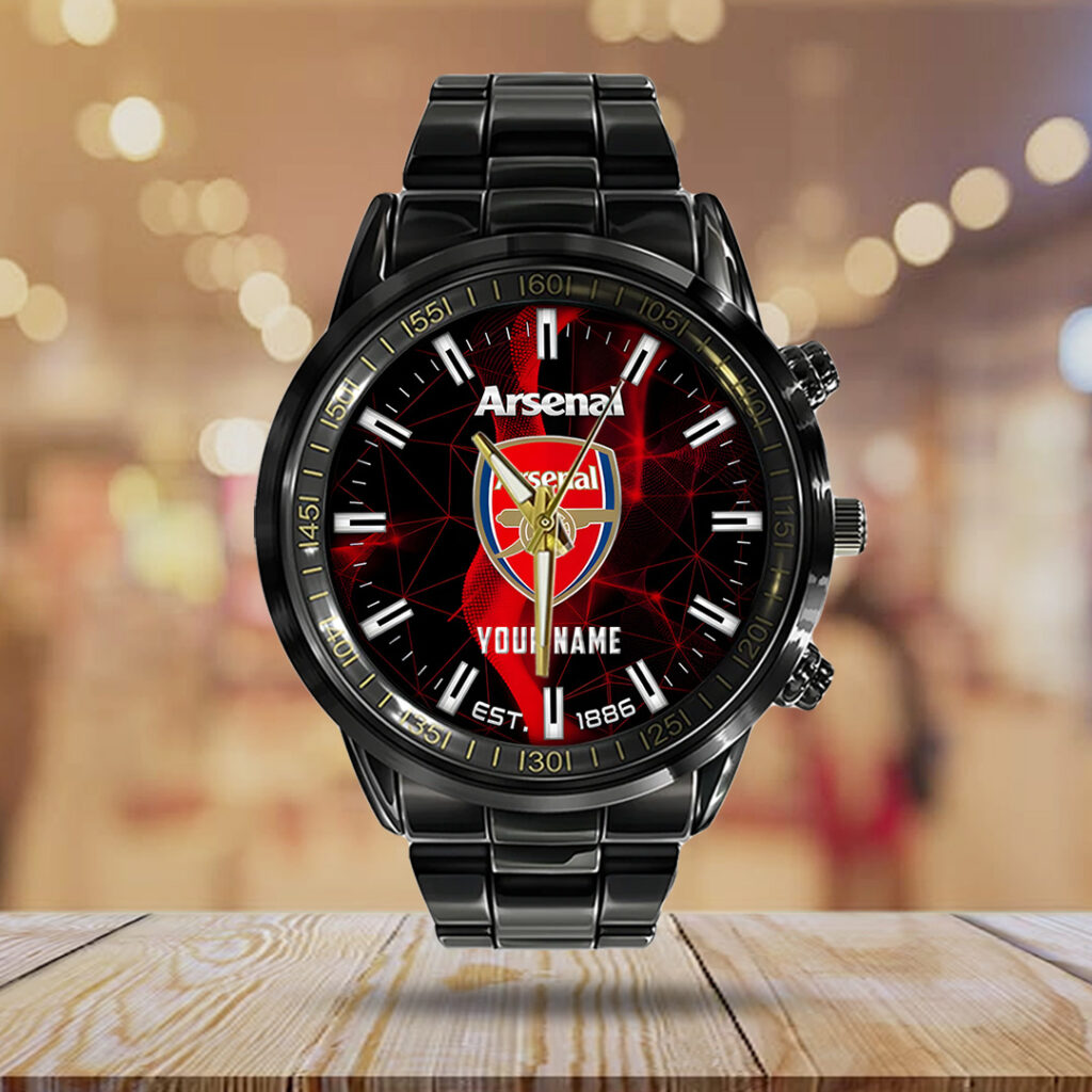 Personalized Arsenal FC Black Stainless Steel Watch - TANTN23554