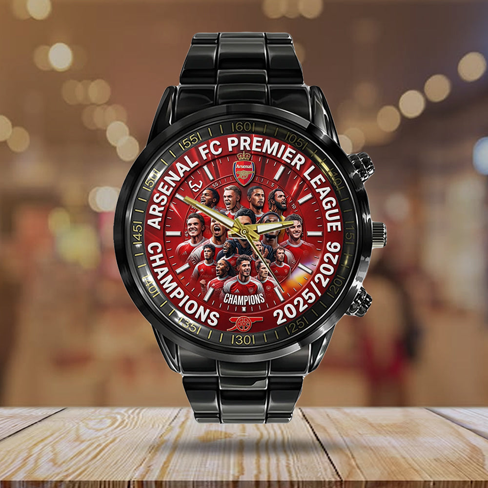 Arsenal FC Premier League Champions 25/26 Black Stainless Steel Watch - TMTHU6315