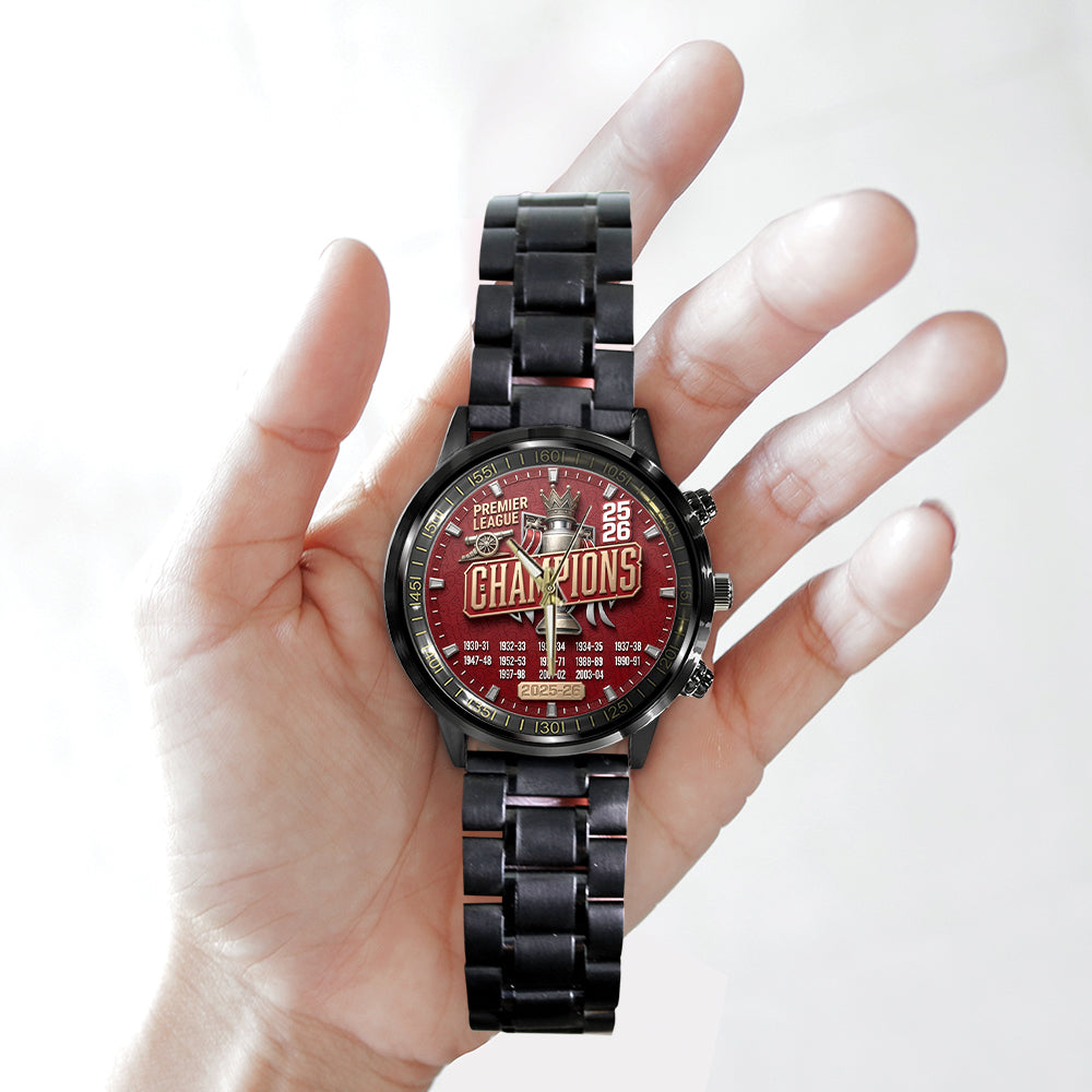 Arsenal FC Premier League Champions 25/26 Black Stainless Steel Watch - TMTHU6340
