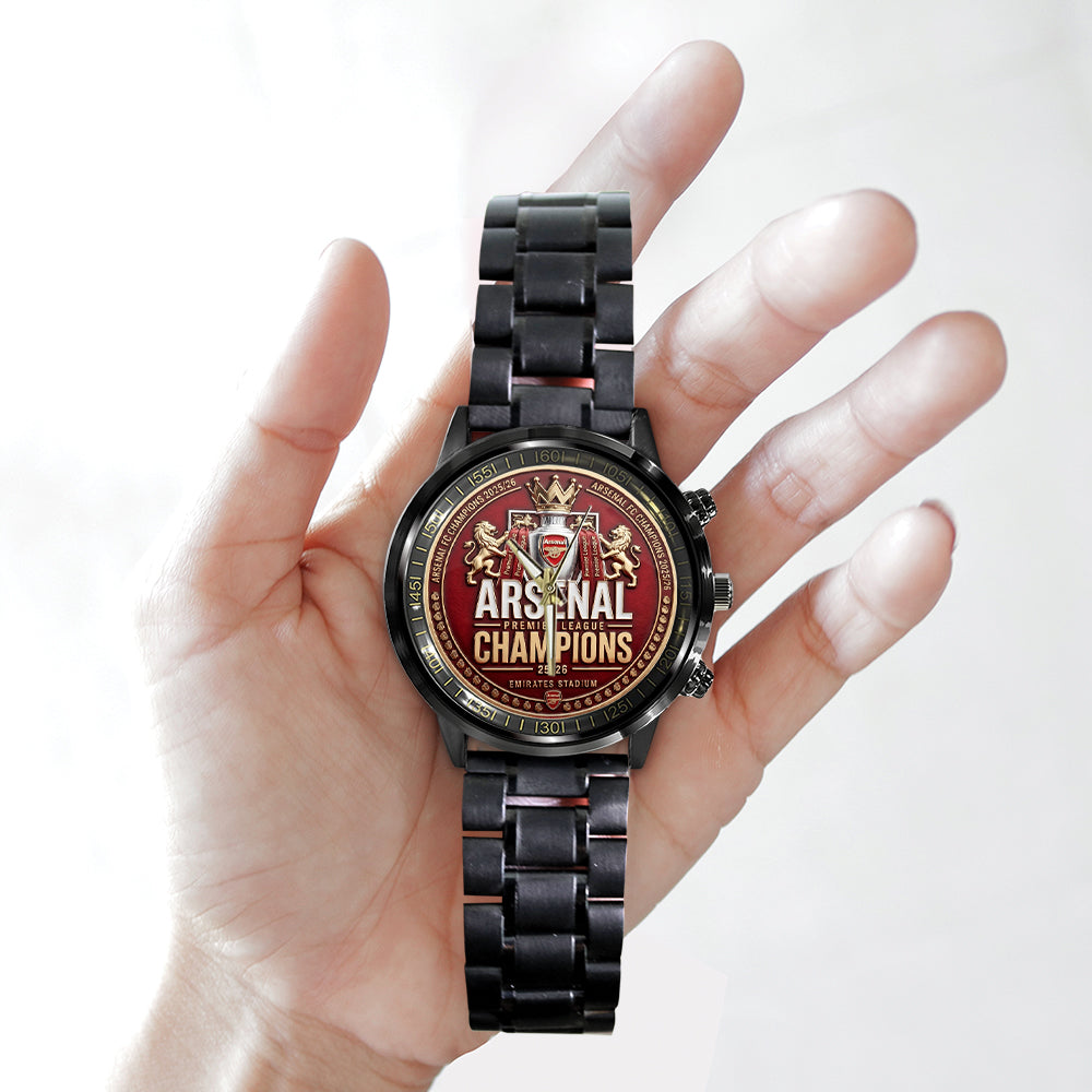 Arsenal FC Premier League Champions 25/26 Black Stainless Steel Watch - TMTHU6431