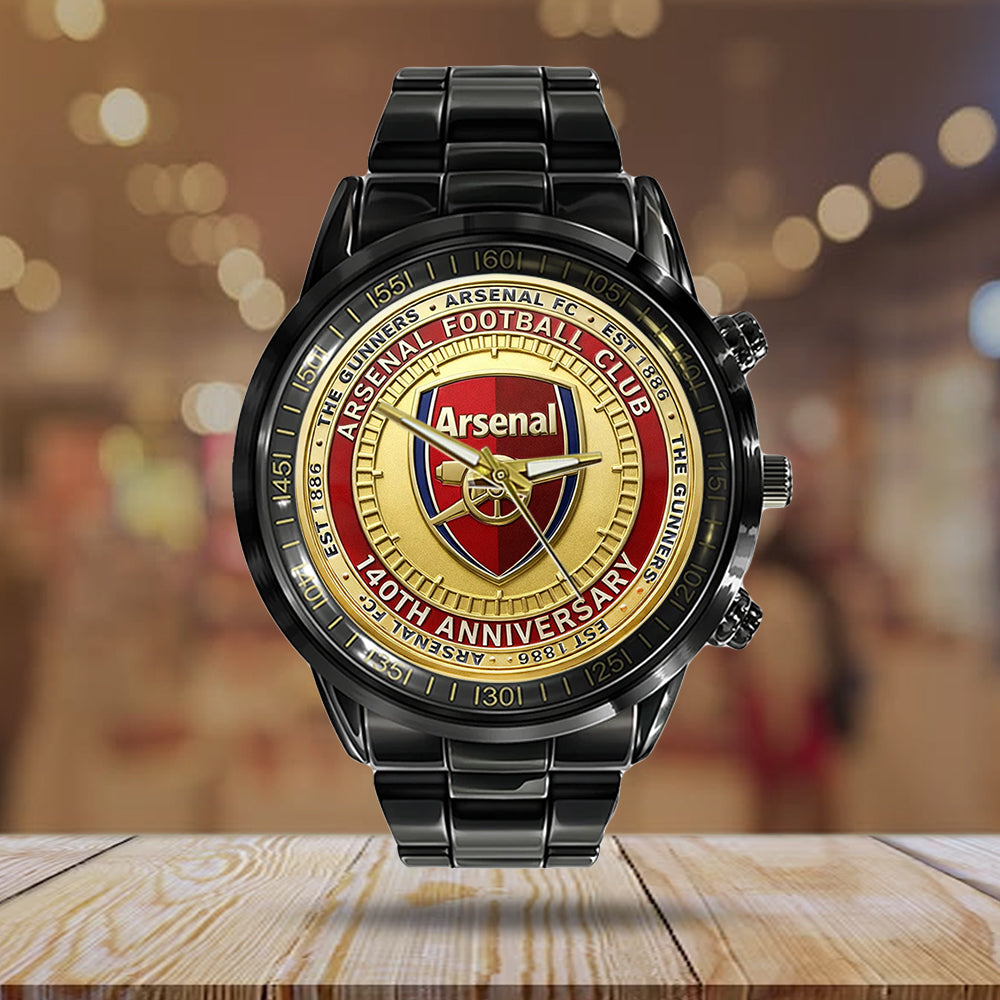 Arsenal FC 140th Anniversary Black Stainless Steel Watch - TMTHU2784