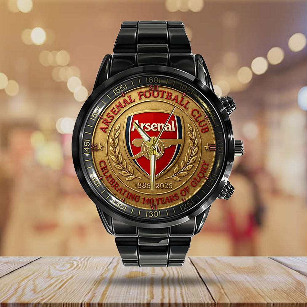 Arsenal FC 140th Anniversary Black Stainless Steel Watch - TMTHU1875