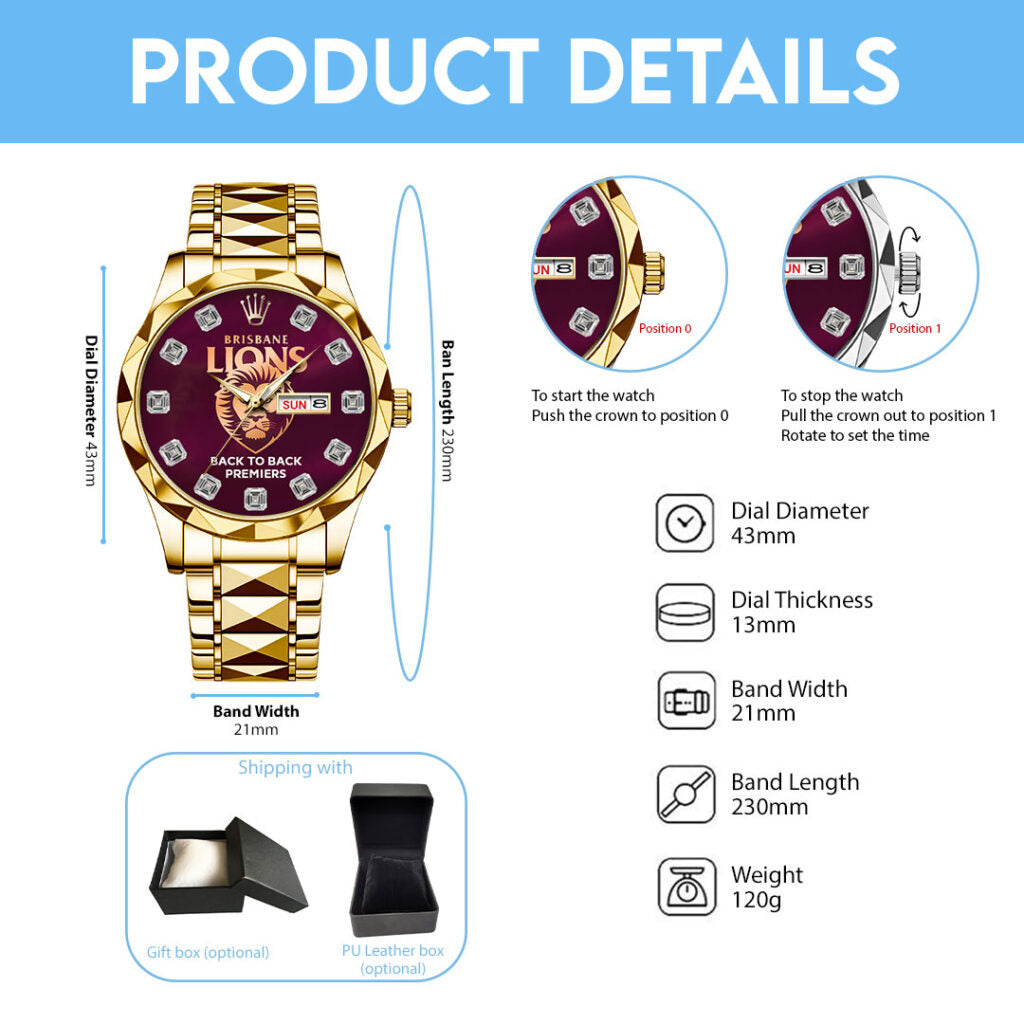 Brisbane Lions Alloy Luxury Quartz Watch - TMTHU1453