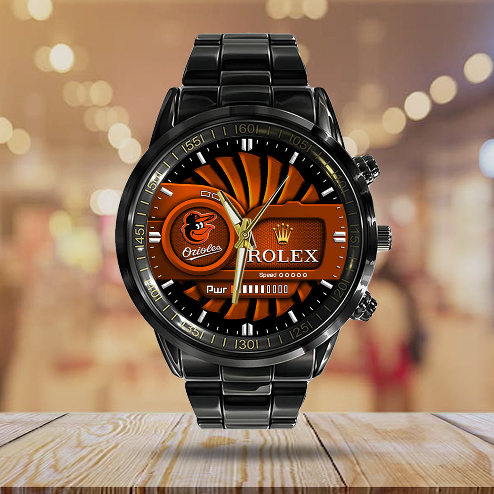 Baltimore Orioles Black Stainless Steel Watch - MAITM13425