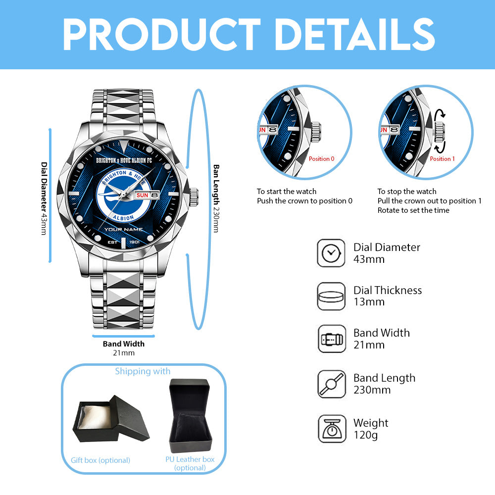 Personalized Brighton & Hove Albion FC Alloy Luxury Quartz Watch - TANTN20272