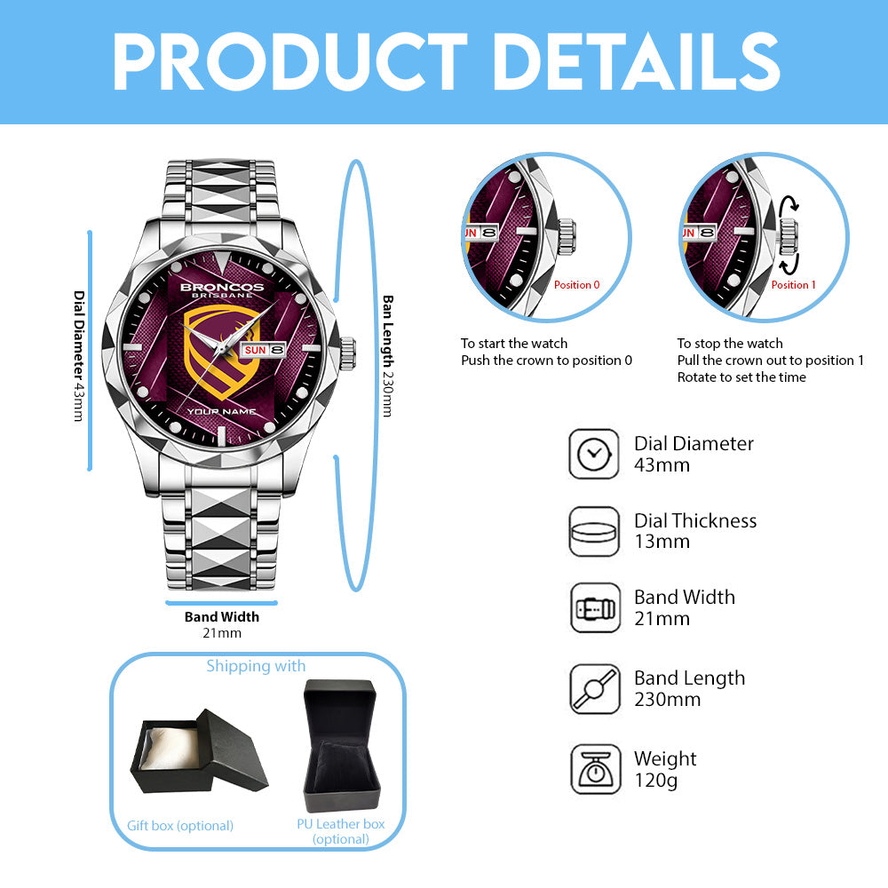 Personalized Brisbane Broncos Alloy Luxury Quartz Watch - TANTN20297