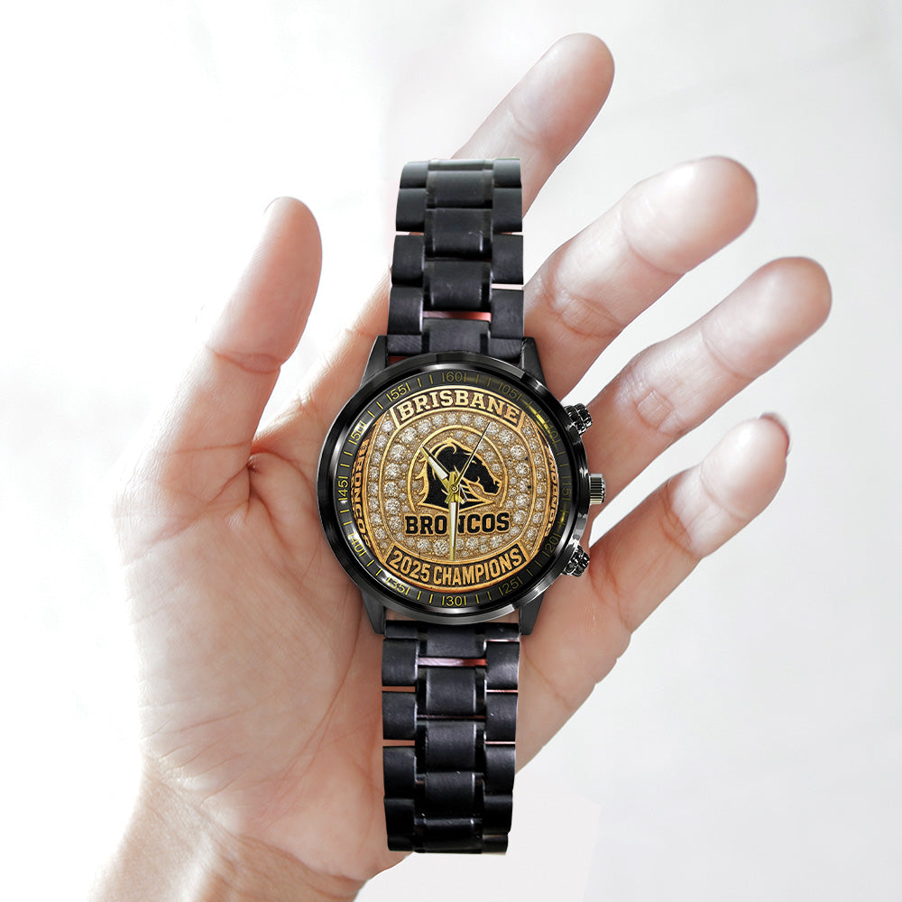 Brisbane Broncos 2025 Premiership Black Stainless Steel Watch – TANTN17396