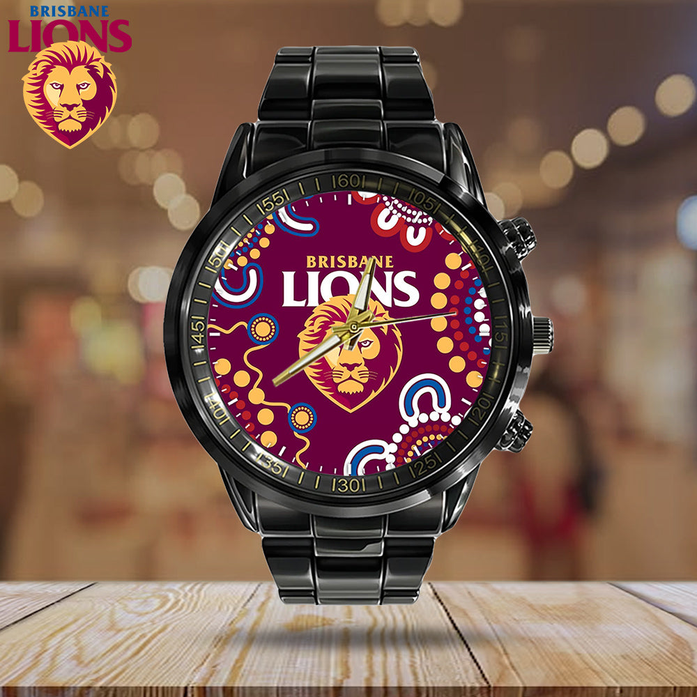 Brisbane Lions Black Stainless Steel Watch - HOATT 6389