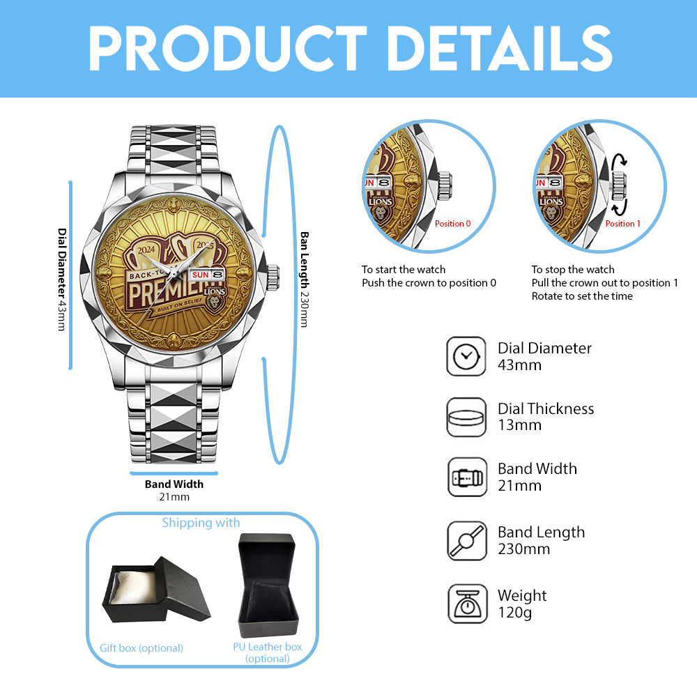 Brisbane Lions Premiers 2025 Alloy Luxury Quartz Watch - TANTN17421