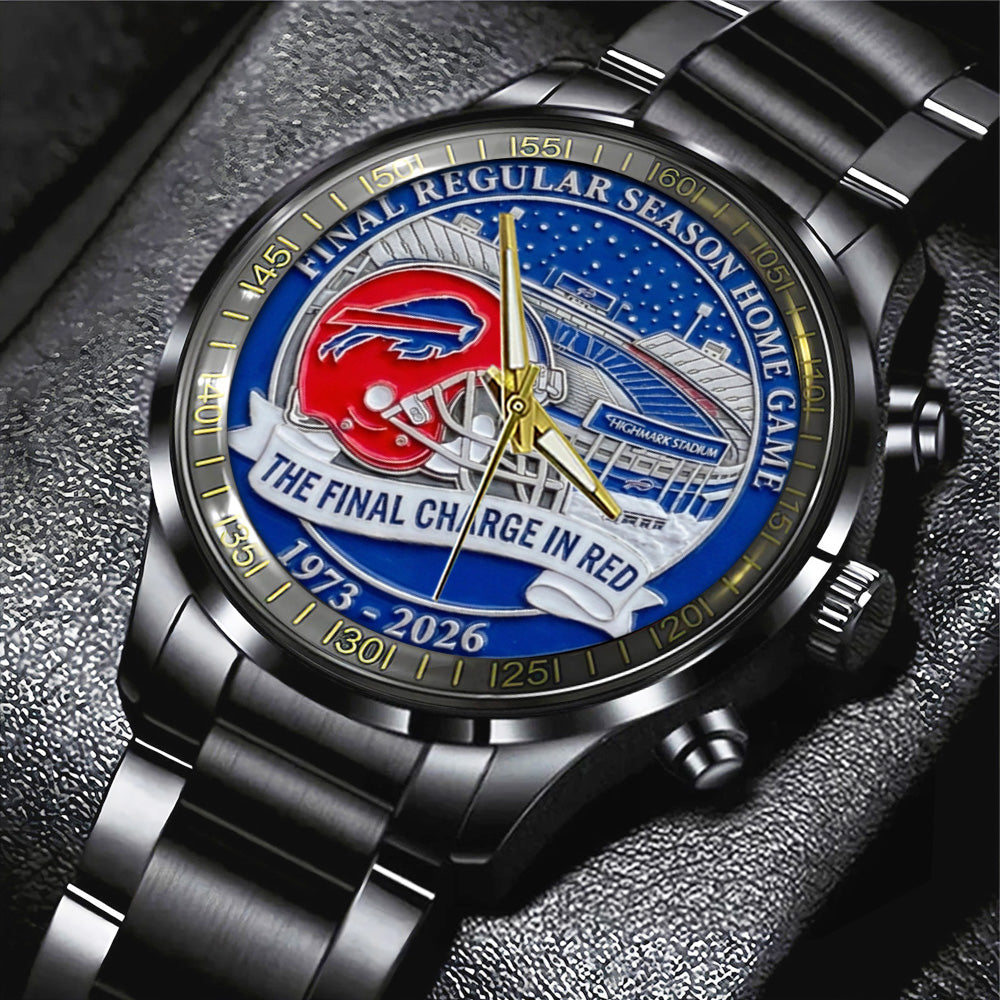 Buffalo Bills Black Stainless Steel Watch - TANTN19976