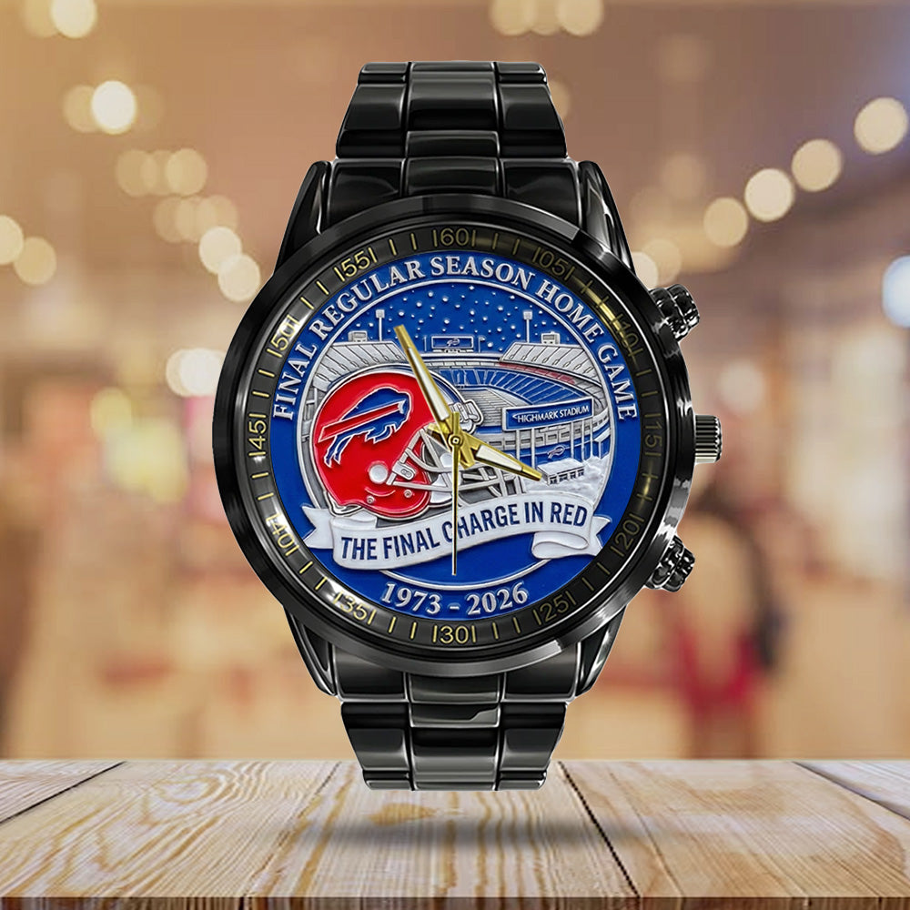 Buffalo Bills Black Stainless Steel Watch - TANTN19976