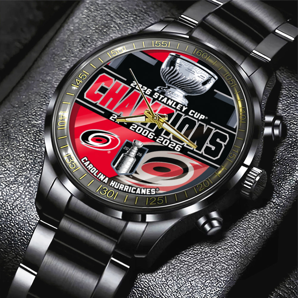 Carolina Hurricanes Black Stainless Steel Watch - GNE7091