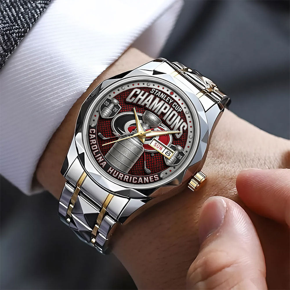 Carolina Hurricanes Stanley Cup Champions 2026 Alloy Luxury Quartz Watch - TMTHU6806