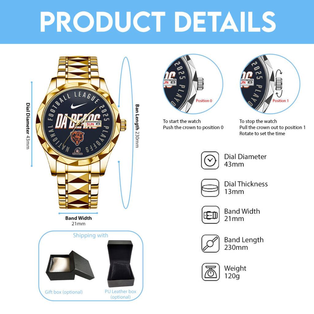 Chicago Bears Alloy Luxury Quartz Watch - TMTHU2959