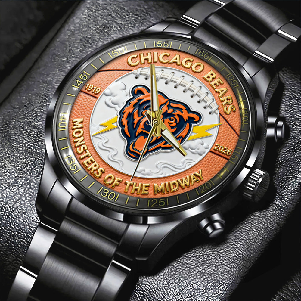 Chicago Bears 107th Anniversary 2026 Black Stainless Steel Watch - TANTN18558