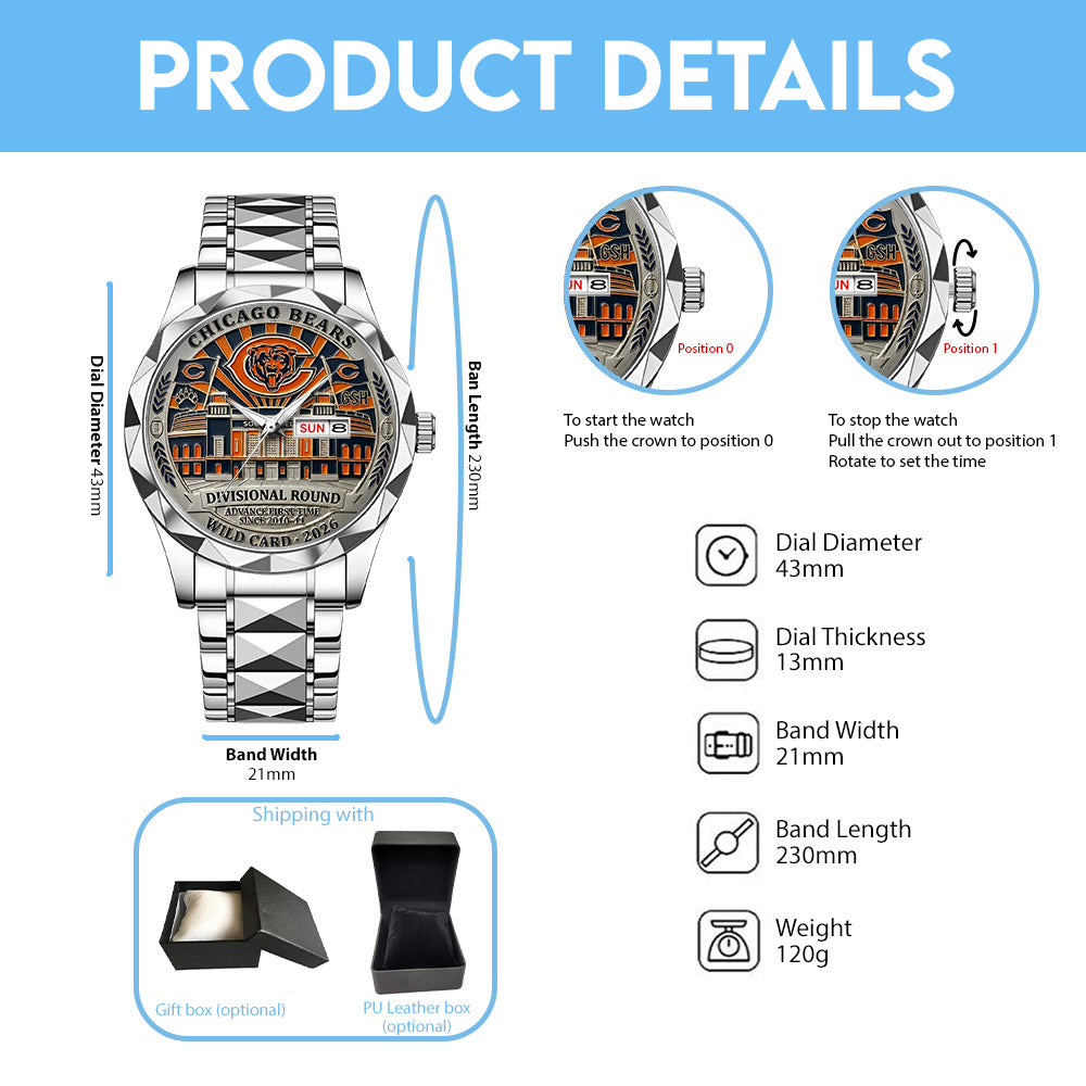Chicago Bears Wild Card 2026 Alloy Luxury Quartz Watch - TANTN20504