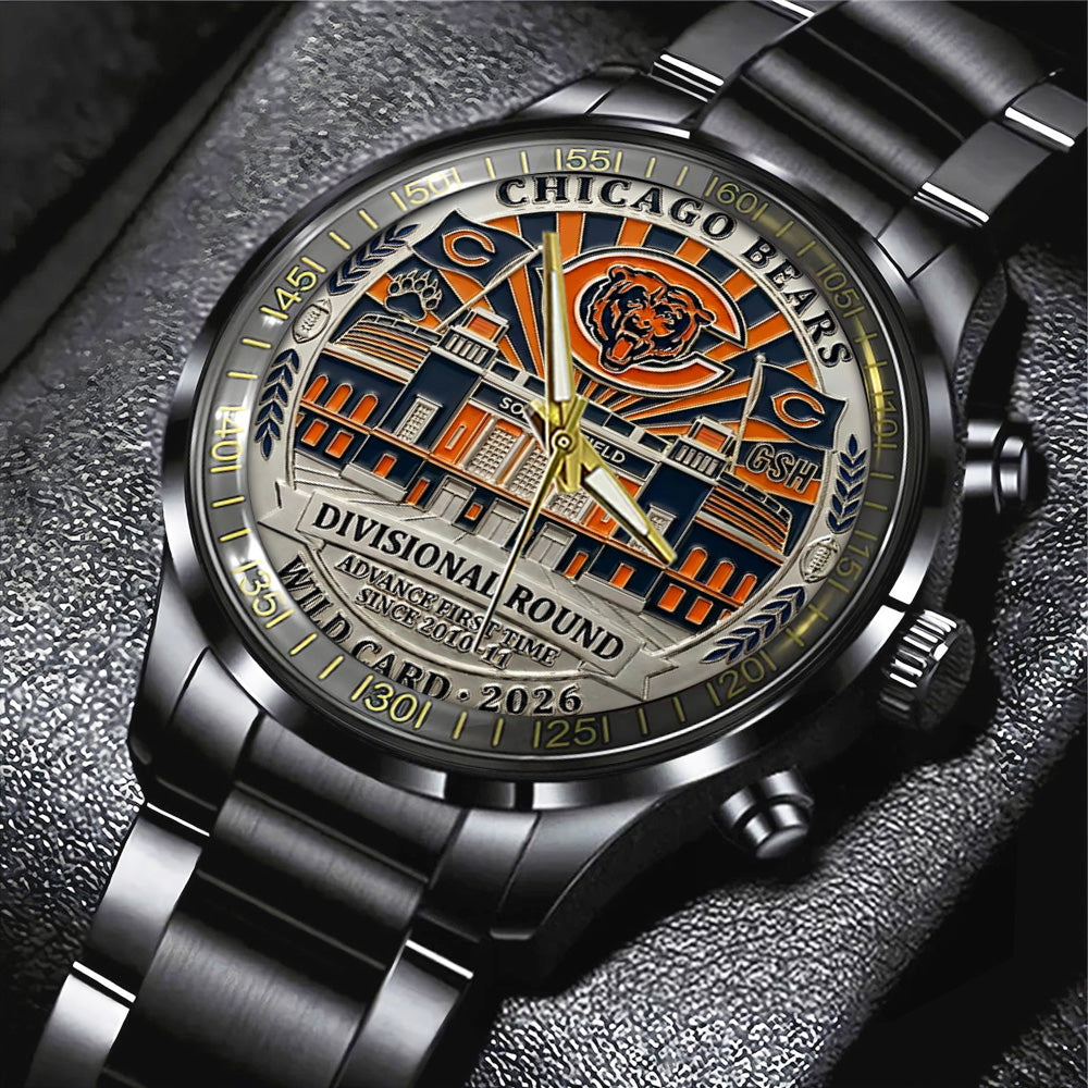 Chicago Bears Wild Card 2026 Black Stainless Steel Watch - TANTN20505