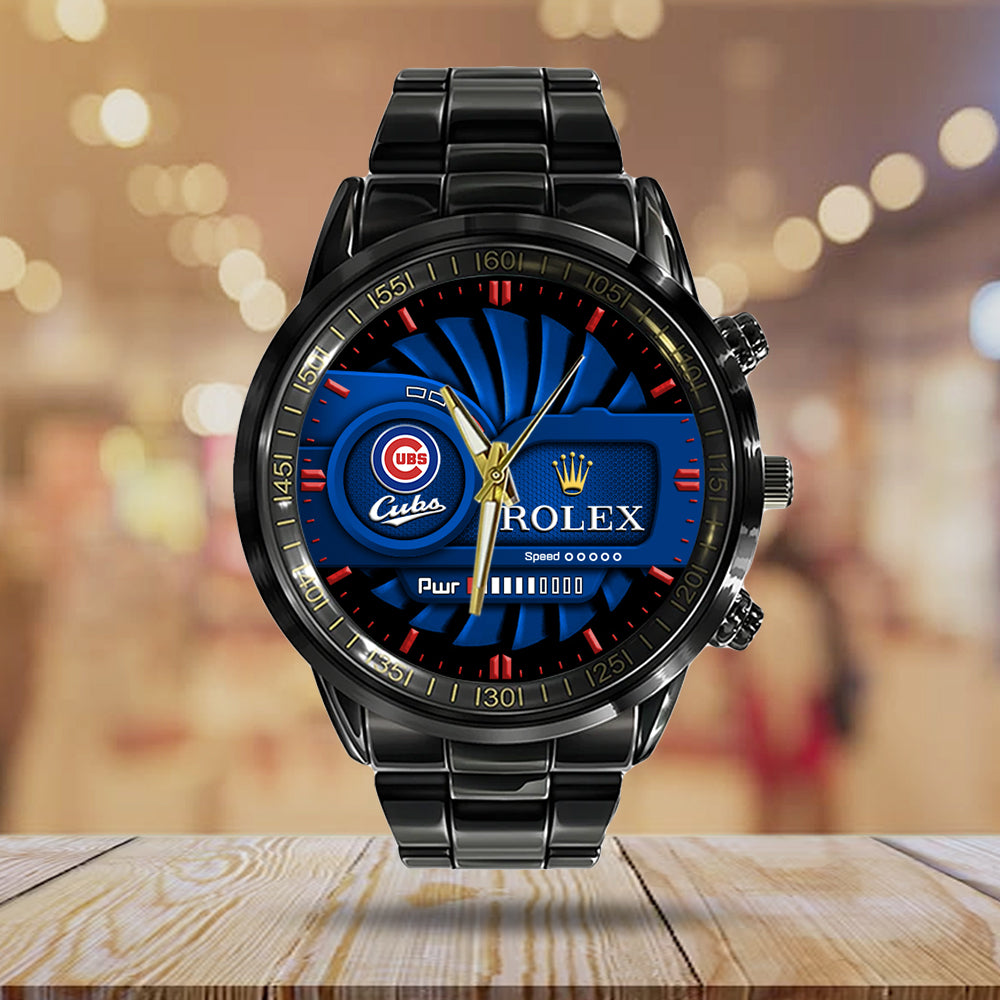 Chicago Cubs Black Stainless Steel Watch - MAITM13427