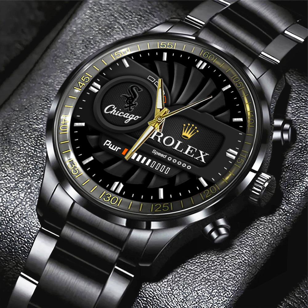 Chicago White Sox Black Stainless Steel Watch - MAITM13428