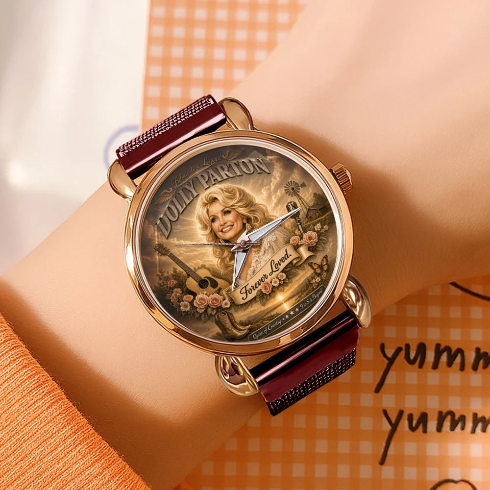 Dolly Parton Mesh Strap Quartz Watch - TMTHU8926