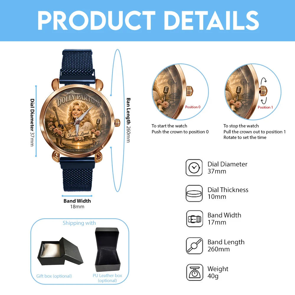Dolly Parton Mesh Strap Quartz Watch - TMTHU8926