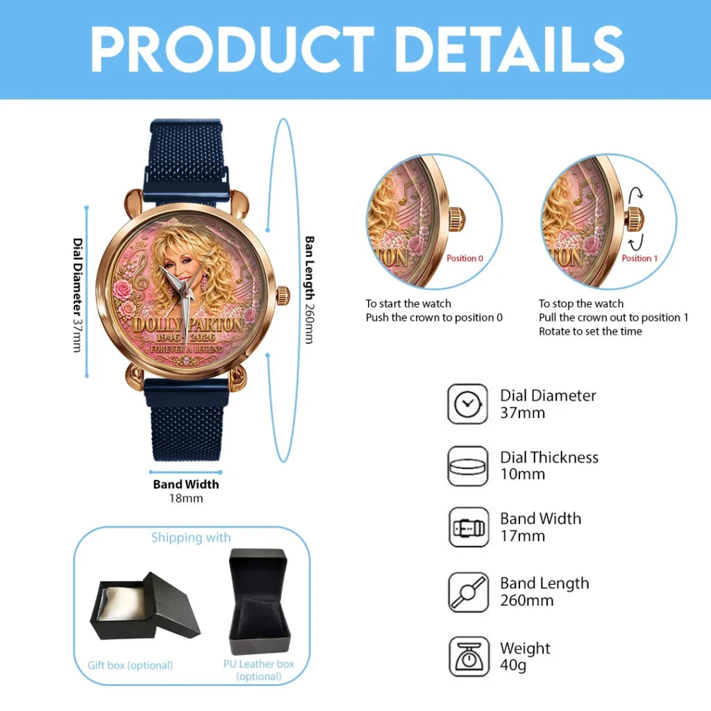 Dolly Parton Mesh Strap Quartz Watch - HOATT20814