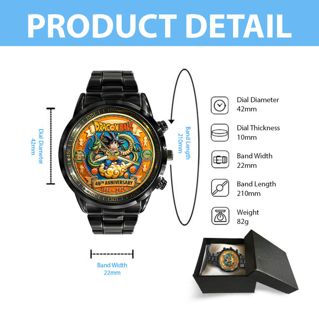 Dragon Ball 40th Anniversary Black Stainless Steel Watch - HOATT15734