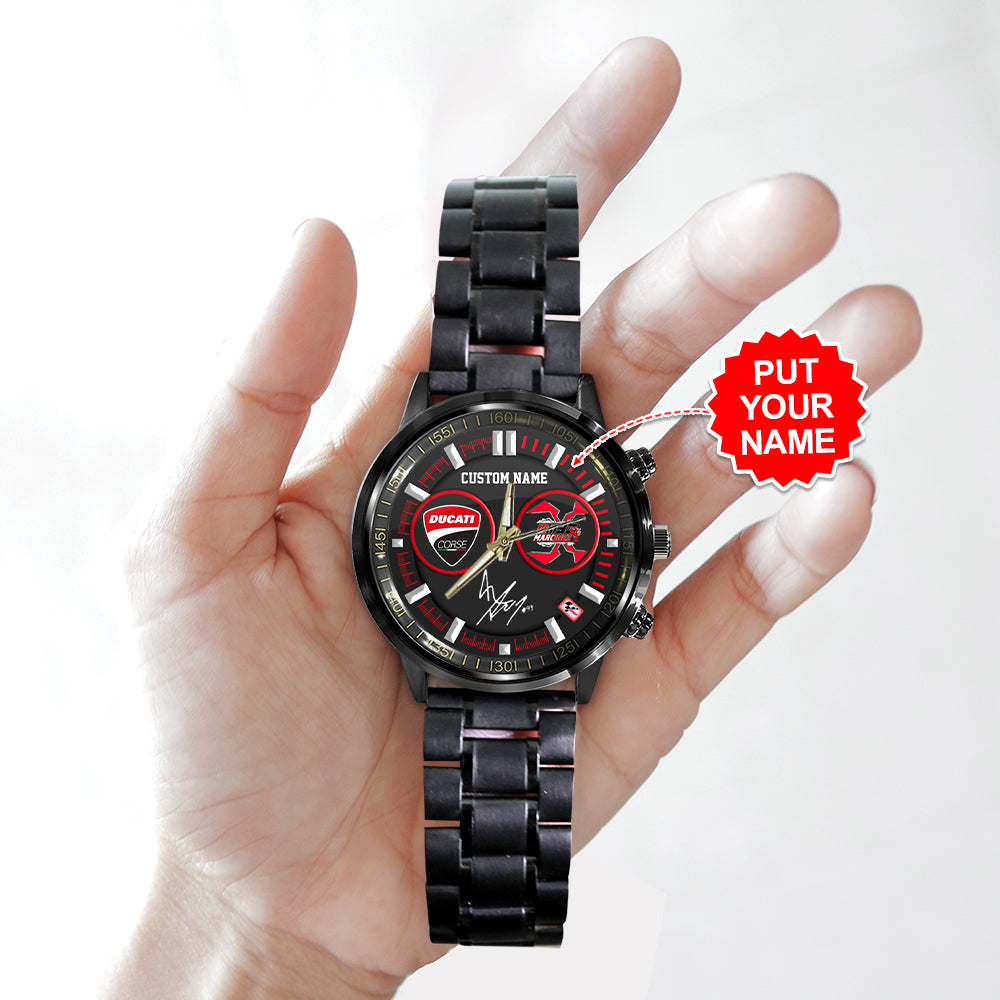 Personalized Ducati Lenovo Team x Marc Márquez  Black Stainless Steel Watch - TANTN 11479