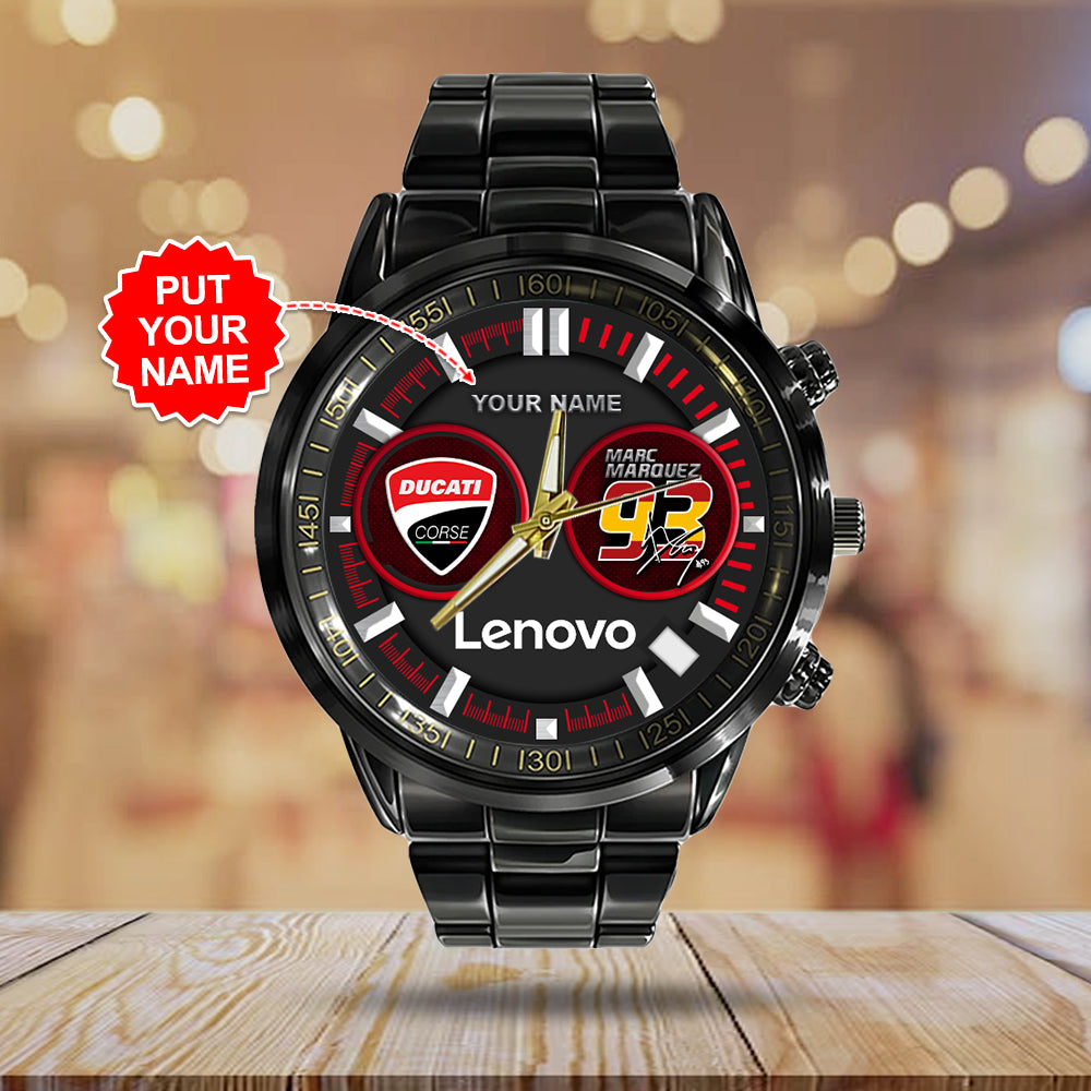 Personalized Ducati Lenovo Team x Marc Márquez  Black Stainless Steel Watch - HOATT 9208