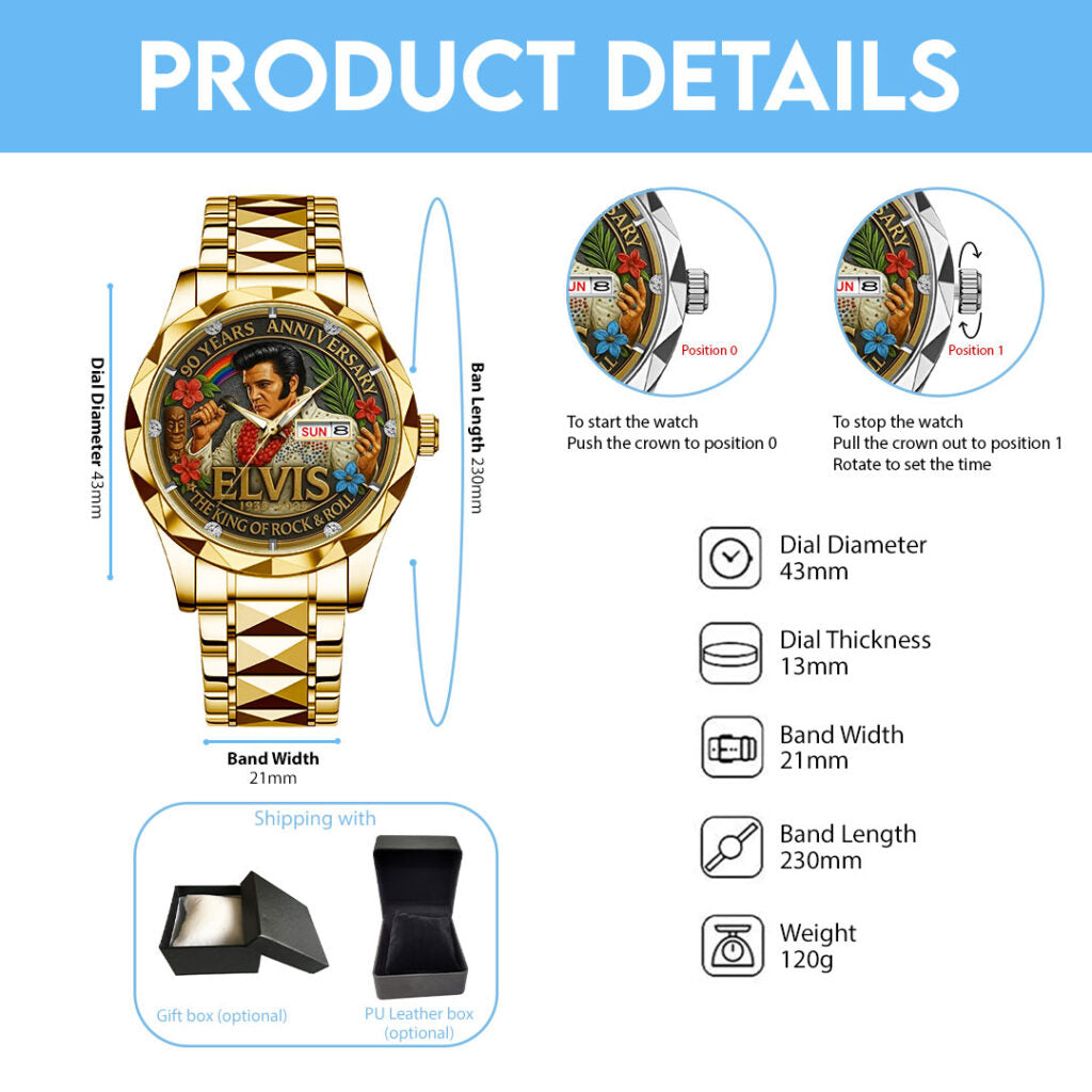 Elvis Presley 90 Years Alloy Luxury Quartz Watch - TMTHU780