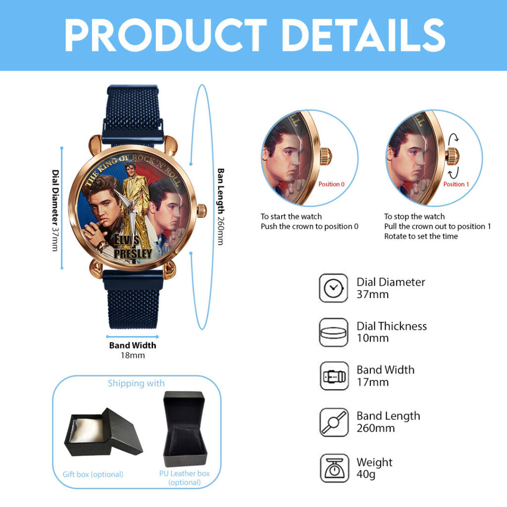 Elvis Presley Mesh Strap Quartz Watch - TMTHU5580
