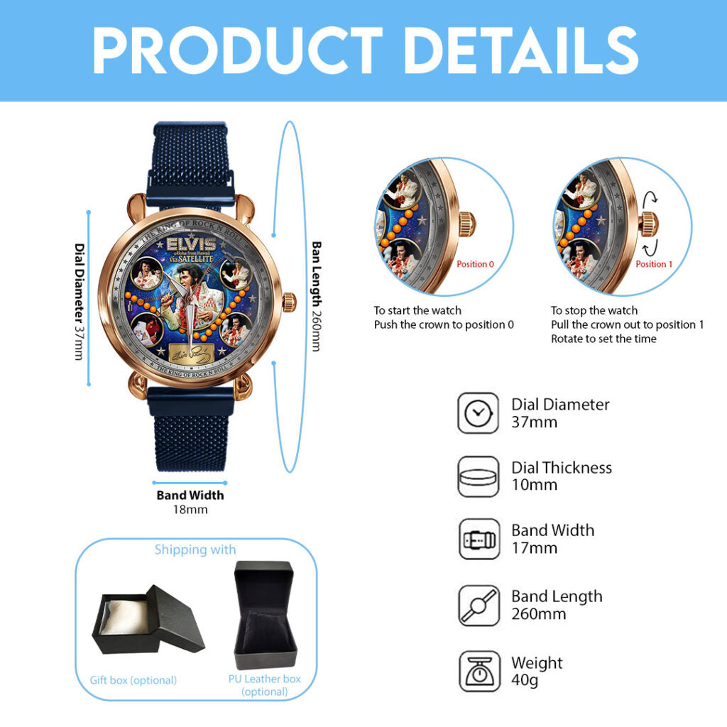 Elvis Presley Mesh Strap Quartz Watch - TMTHU6503
