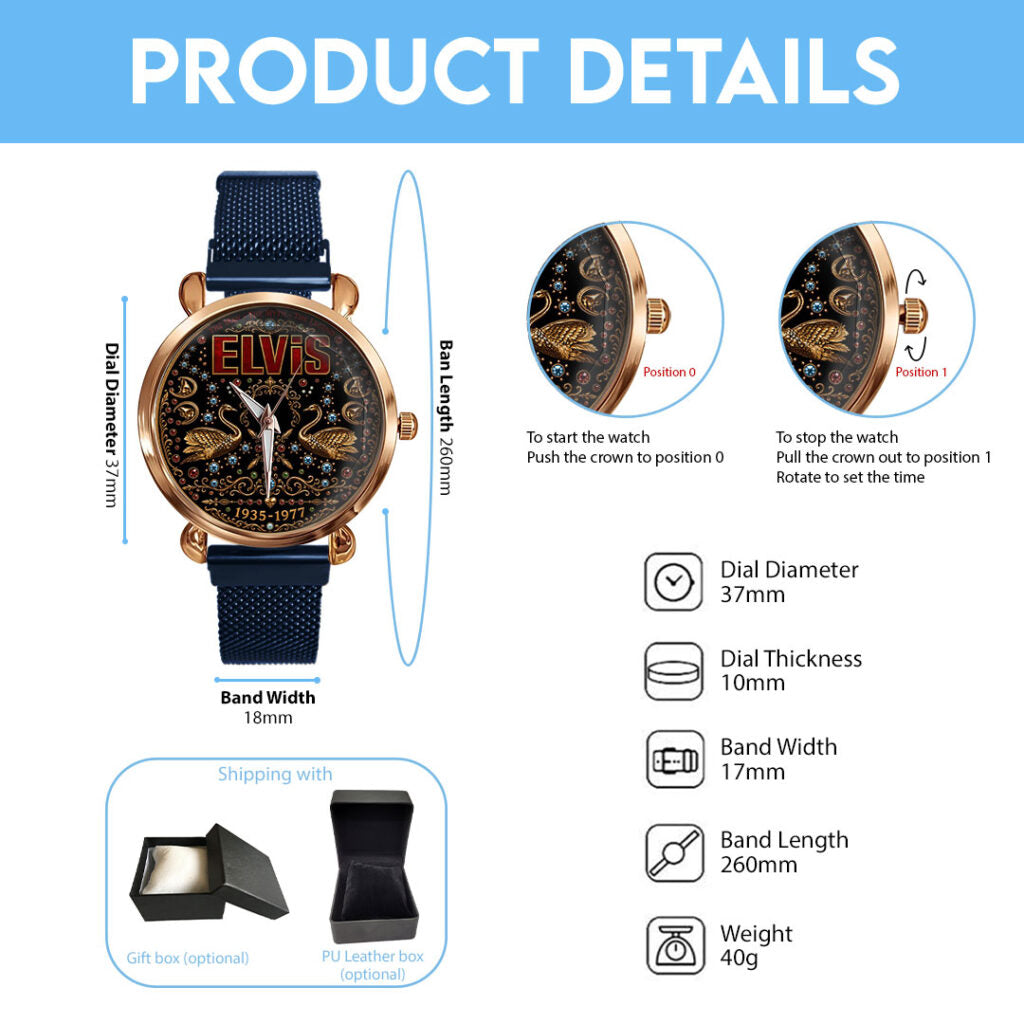 Elvis Presley Mesh Strap Quartz Watch - TMTHU8538